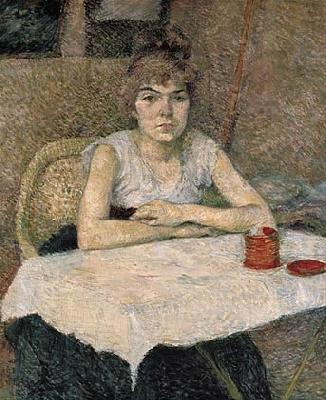 Henri de toulouse-lautrec Young woman at a table Norge oil painting art